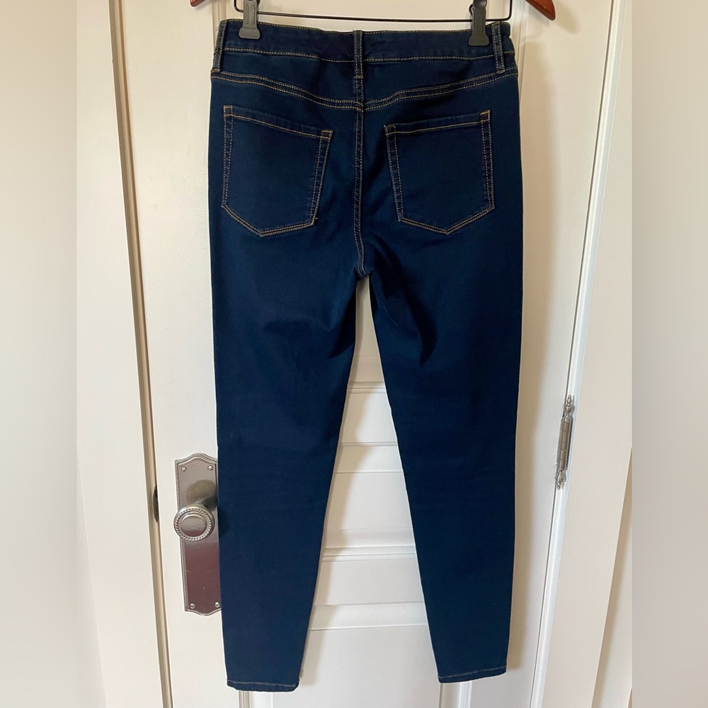Slimming Dressy Solid Dark Navy Skinny Jeans, Size 27